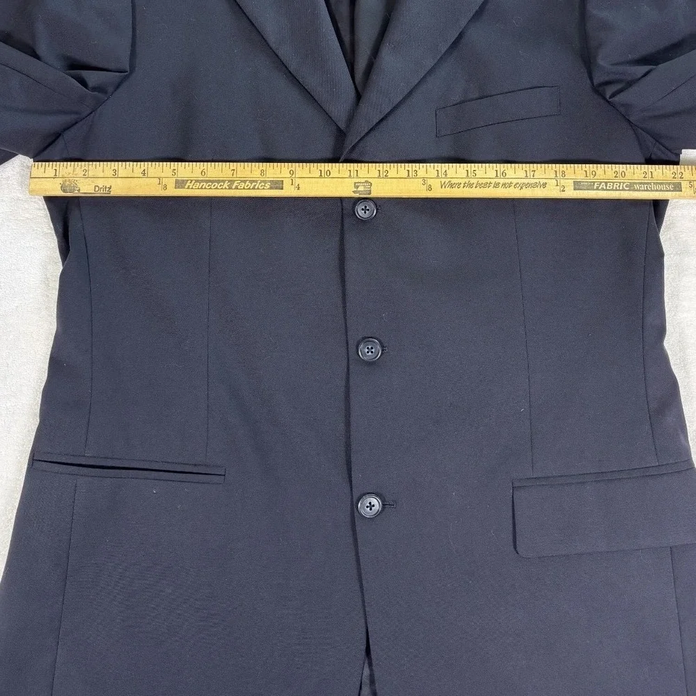 Larry Malkani Blazer Mens 42 Navy Blue Hand Tailored 3-Button Suit Jacket Preppy